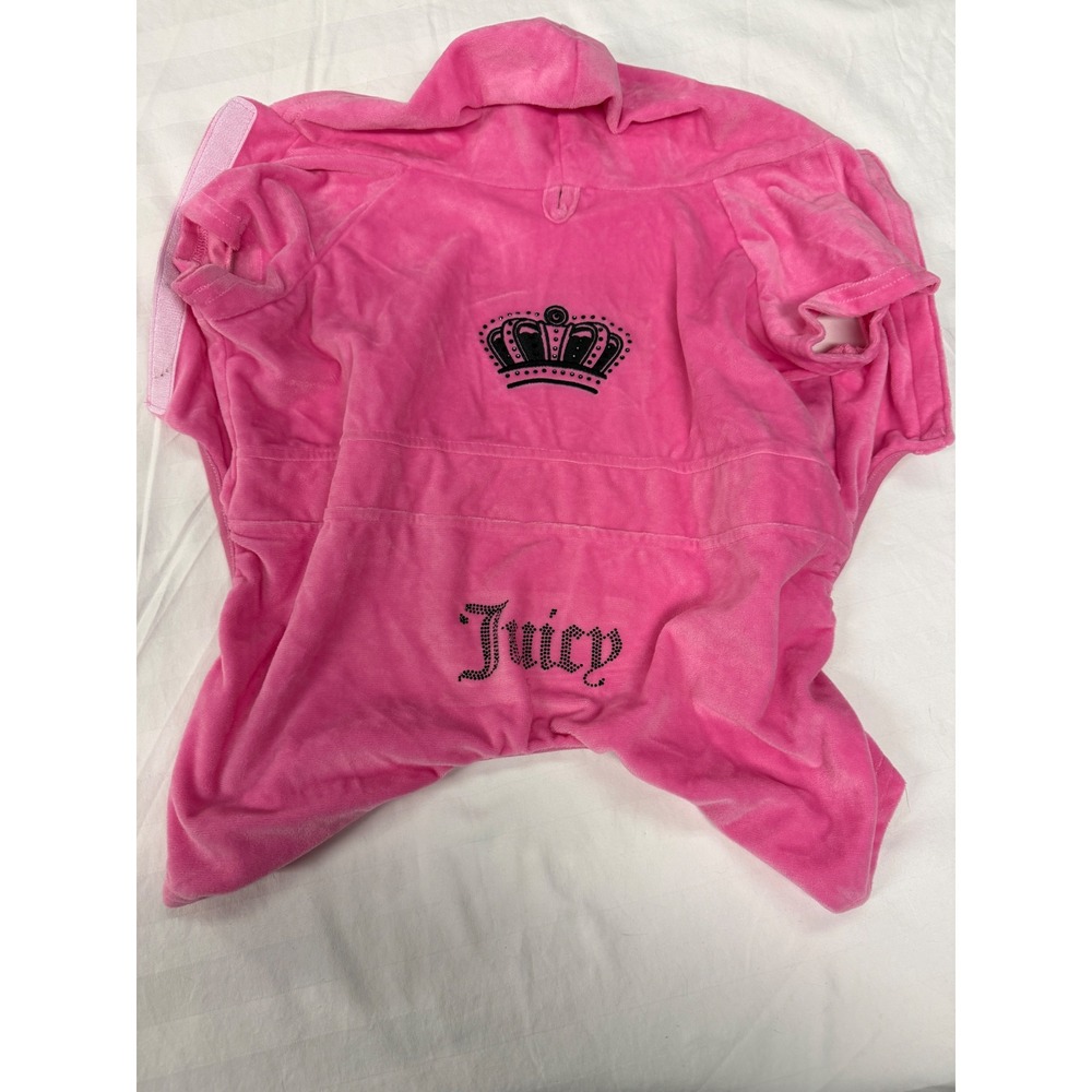 Juicy Couture Pink Velour Small Dog Hoodie Rhinestone Crown Y2K Pet Apparel